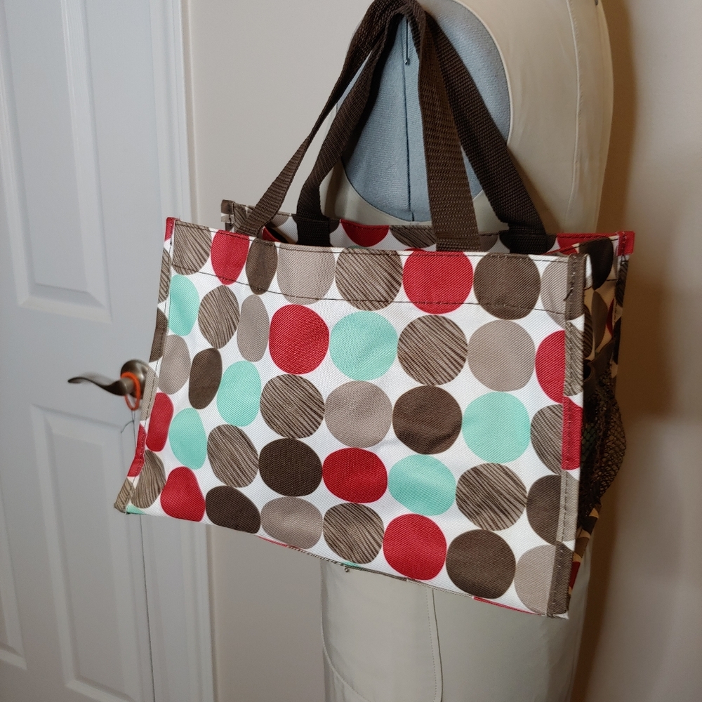 Thirty One Rectangular Spotted Open Tote Euc - image 2